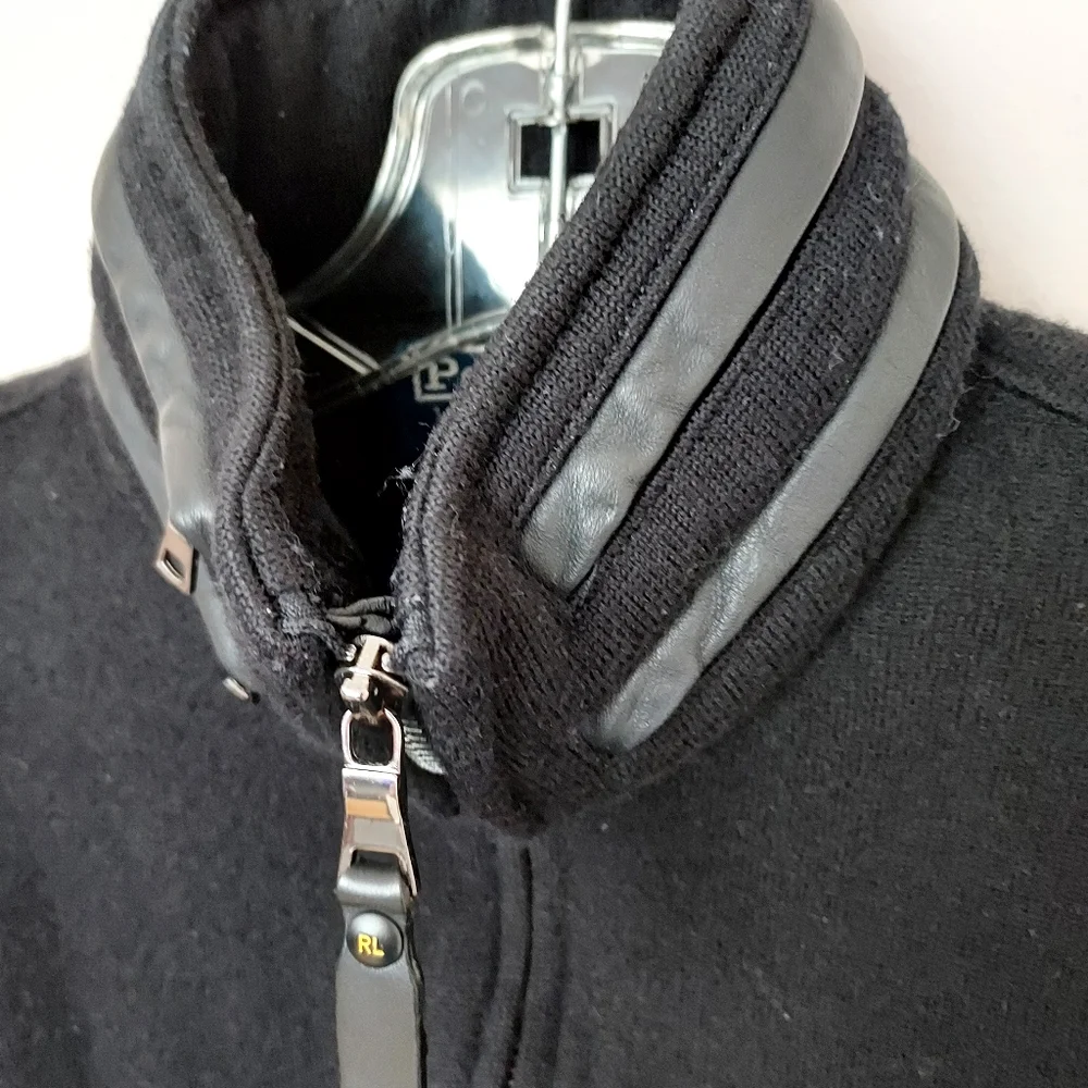 Polo by Ralph Lauren Classic Black Wool Hooded jacket Bomber Collegiate Academia